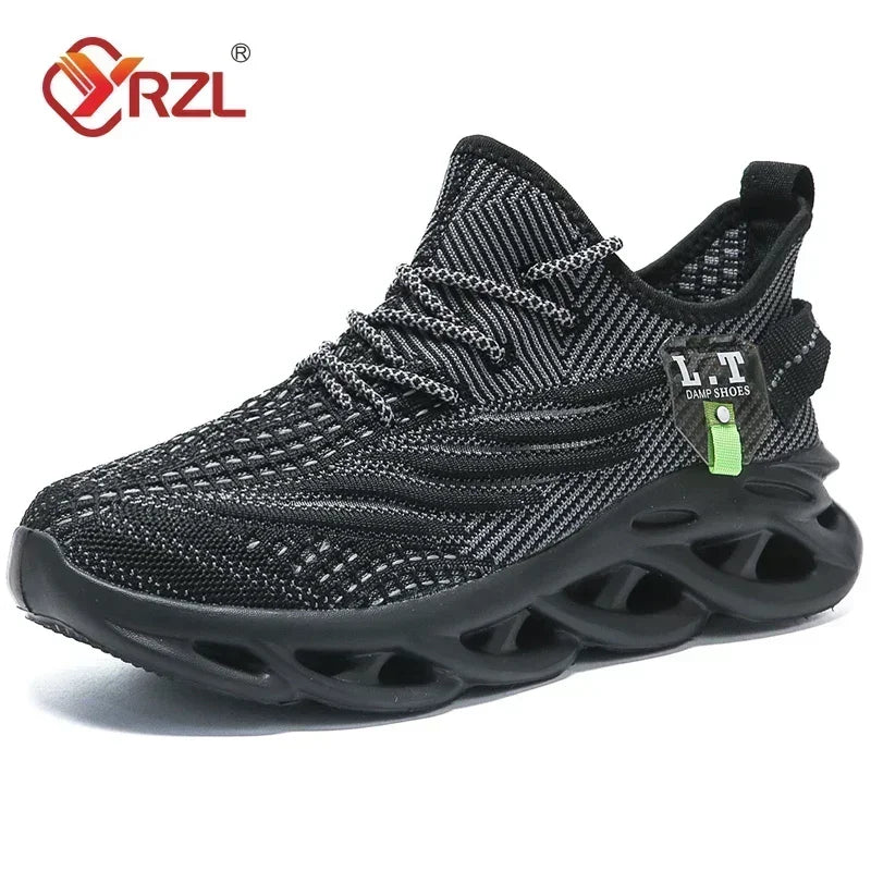 YRZL hommes sport course noir Jogging chaussures espadrilles décontractées en plein air respirant maille femmes léger absorption des chocs noir Tennis