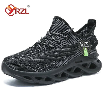 YRZL hommes sport course noir Jogging chaussures espadrilles décontractées en plein air respirant maille femmes léger absorption des chocs noir Tennis