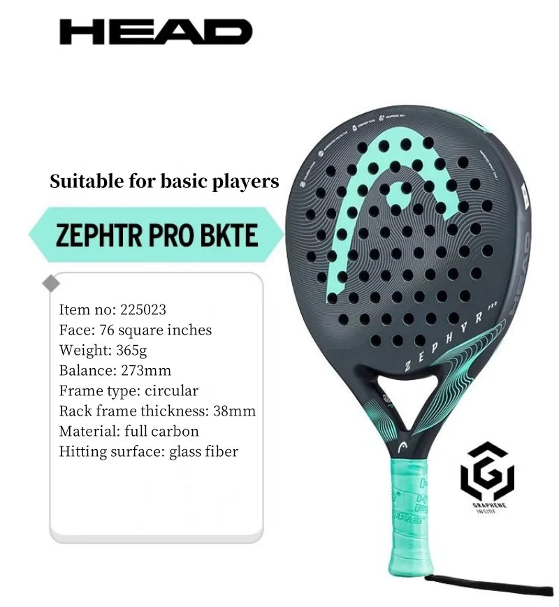 Véritable HEAD Tennis Padel Raquettes ZEPHYR Série En Fiber De Carbone EVA Mémoire Flex Mousse Core Padel Raquettes De Tennis Légères