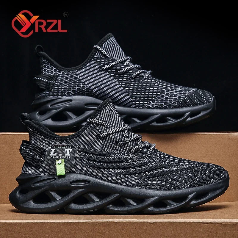 YRZL hommes sport course noir Jogging chaussures espadrilles décontractées en plein air respirant maille femmes léger absorption des chocs noir Tennis