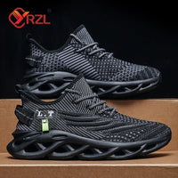 YRZL hommes sport course noir Jogging chaussures espadrilles décontractées en plein air respirant maille femmes léger absorption des chocs noir Tennis