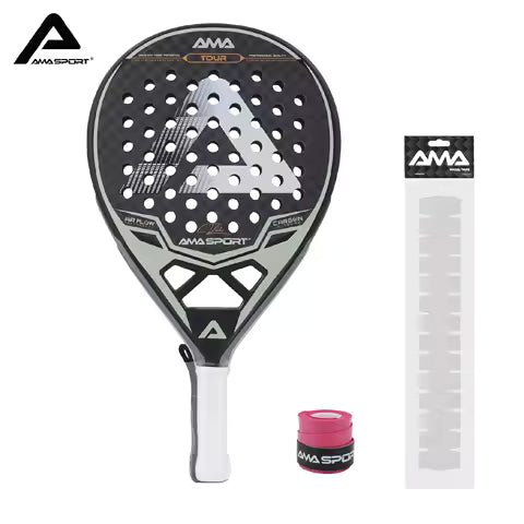 AMASPORT Raquette de padel 12K carbone EVA souple Midium Balance Padel forme de déchirure pour joueurs avancés raquette de tennis de paddle