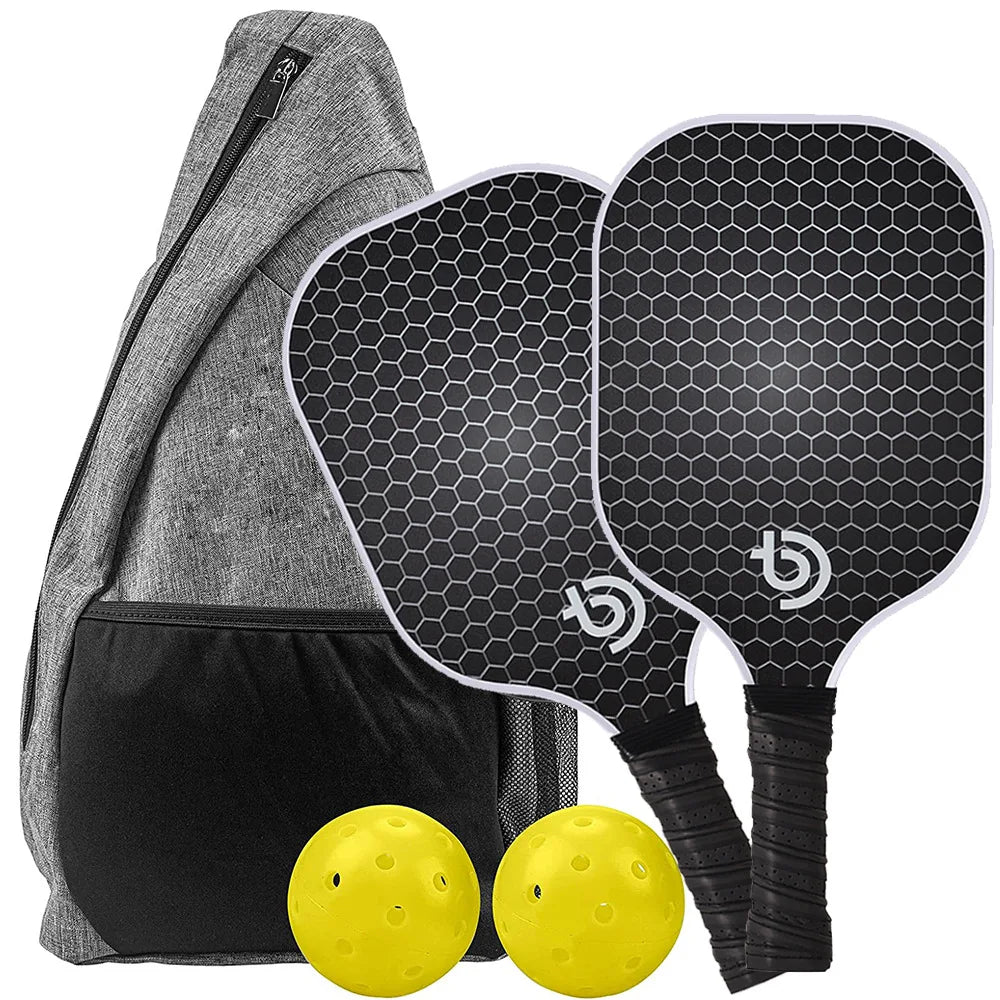 Ensemble de raquettes de Pickleball en fibre de carbone graphite, ensemble de raquettes légères approuvées par Usapa, exercice intérieur et extérieur pour tous âges