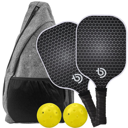 Ensemble de raquettes de Pickleball en fibre de carbone graphite, ensemble de raquettes légères approuvées par Usapa, exercice intérieur et extérieur pour tous âges