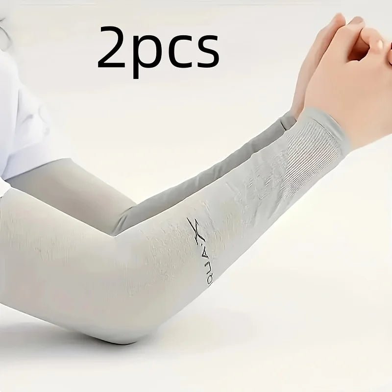 Manchons de protection solaire en soie glacée pour l'été, anti-UV, respirants, pour le cyclisme, hommes et femmes, sports de plein air, ajustement élastique (2/6 pièces)