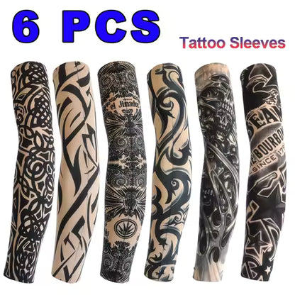 6 manchons de tatouage unisexes respirants et élastiques pour l'été, la protection solaire, le cyclisme, la plage, la conduite, la pêche et les soirées en boîte de nuit