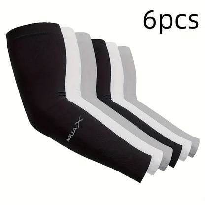 Manchons de protection solaire en soie glacée pour l'été, anti-UV, respirants, pour le cyclisme, hommes et femmes, sports de plein air, ajustement élastique (2/6 pièces)