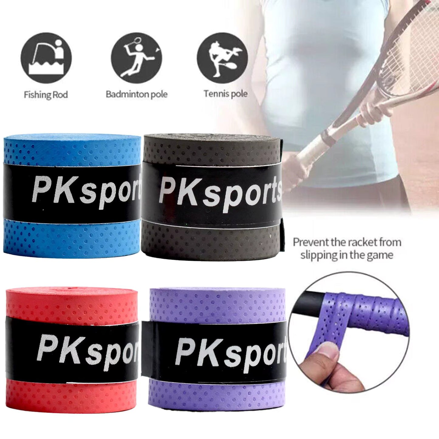 Bande Antidérapante Absorbante pour Raquette — 2 pièces