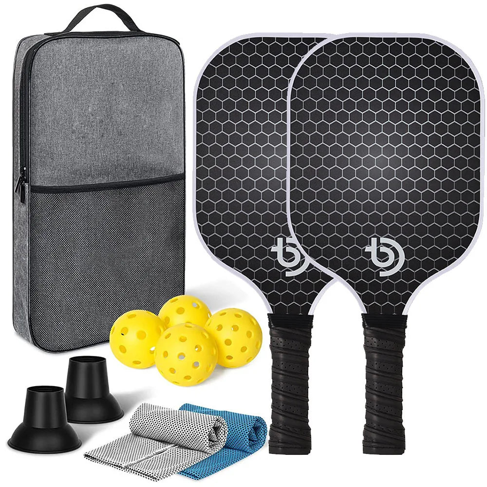 Ensemble de raquettes de Pickleball en fibre de carbone graphite, ensemble de raquettes légères approuvées par Usapa, exercice intérieur et extérieur pour tous âges