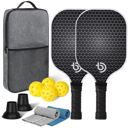 Ensemble de raquettes de Pickleball en fibre de carbone graphite, ensemble de raquettes légères approuvées par Usapa, exercice intérieur et extérieur pour tous âges