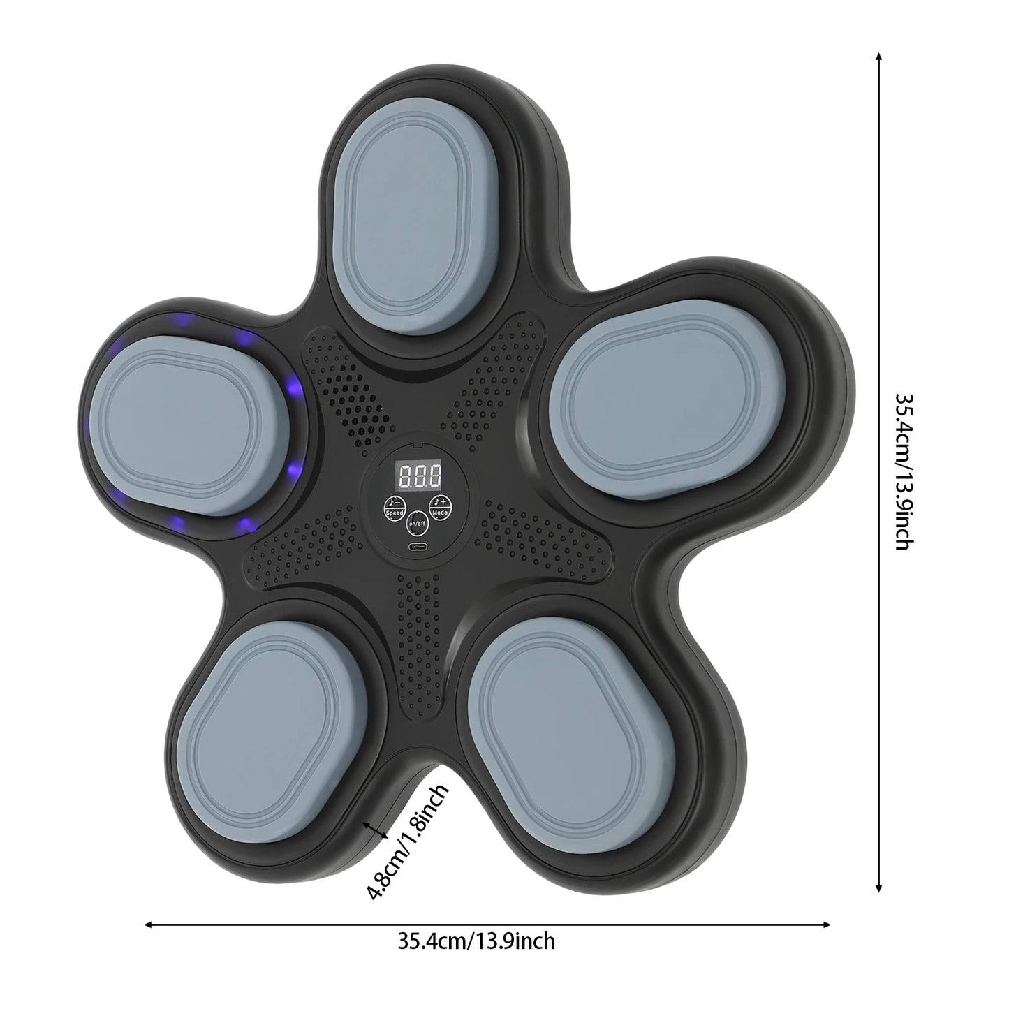 Cible de boxe musicale intelligente murale avec écran LED, 9 modes, vitesse réglable, machine de boxe musicale Bluetooth avec gants, équipement d'entraînement de fitness à domicile pour la réduction du stress