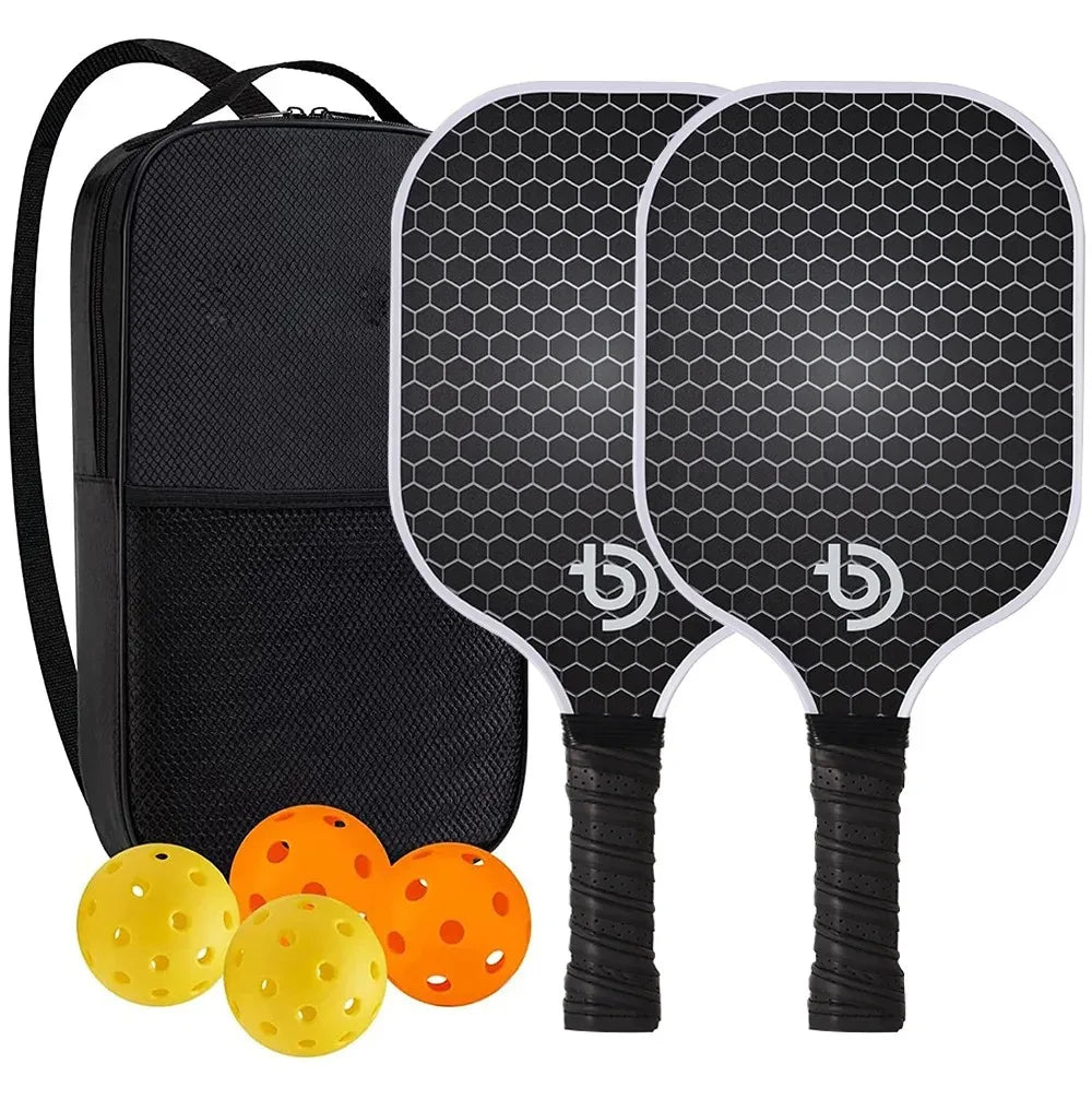 Ensemble de raquettes de Pickleball en fibre de carbone graphite, ensemble de raquettes légères approuvées par Usapa, exercice intérieur et extérieur pour tous âges