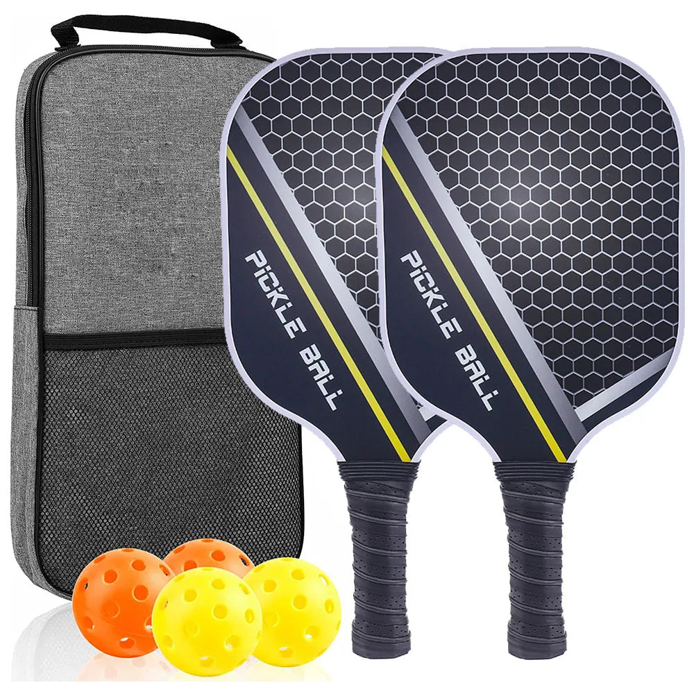 Ensemble de raquettes de Pickleball en fibre de carbone graphite, ensemble de raquettes légères approuvées par Usapa, exercice intérieur et extérieur pour tous âges